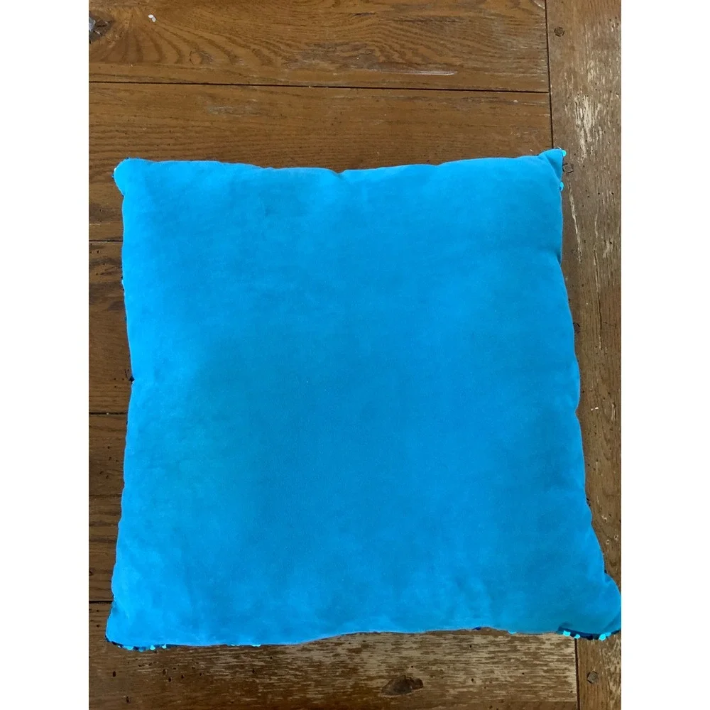 Turquoise Silver Reversible Sequin Mermaid Accent Pillow Square Decorative